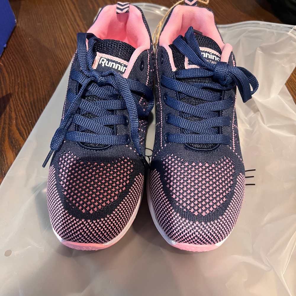 Pink and Navy Running Shoes